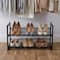 Organize It All 30" Black 2 Tier Adjustable Mesh Shoe Rack